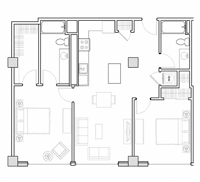 2 bedroom floor plan l 3rd Street Flats in Reno NV